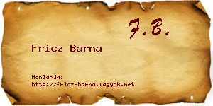 Fricz Barna névjegykártya